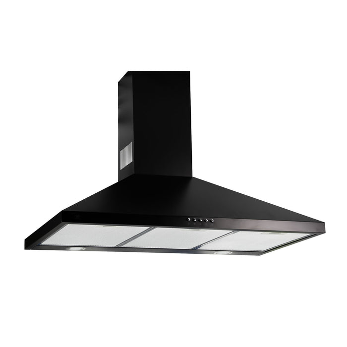 Campana de cocina de pared piramidal 90 cm en acero inoxidable - negro
