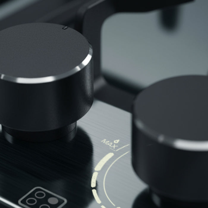 Parrilla de gas 4 quemadores 59 cm en acero inoxidable - negro