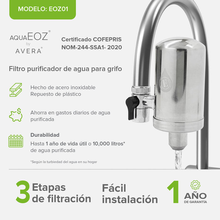 Filtro purificador de agua para grifo AquaEOZ by AVERA