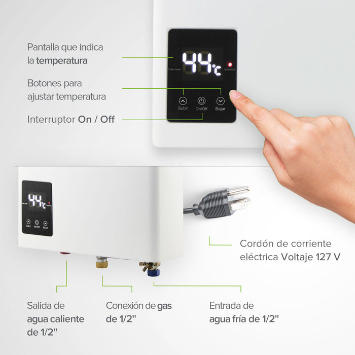 Combo Calentador modulante gas LP 14 L + Presurizador 35 L