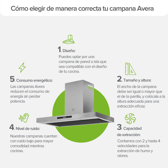 Campana de cocina de pared tipo T 90 cm acero inoxidable con tecnología sin contacto