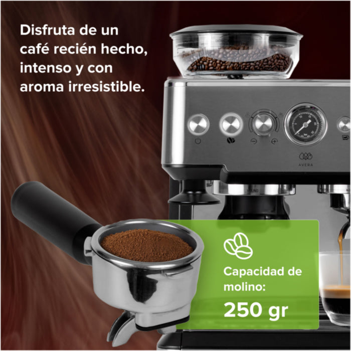 Máquina de café espresso 2.8L con molino, espumador y 19 bares de presión