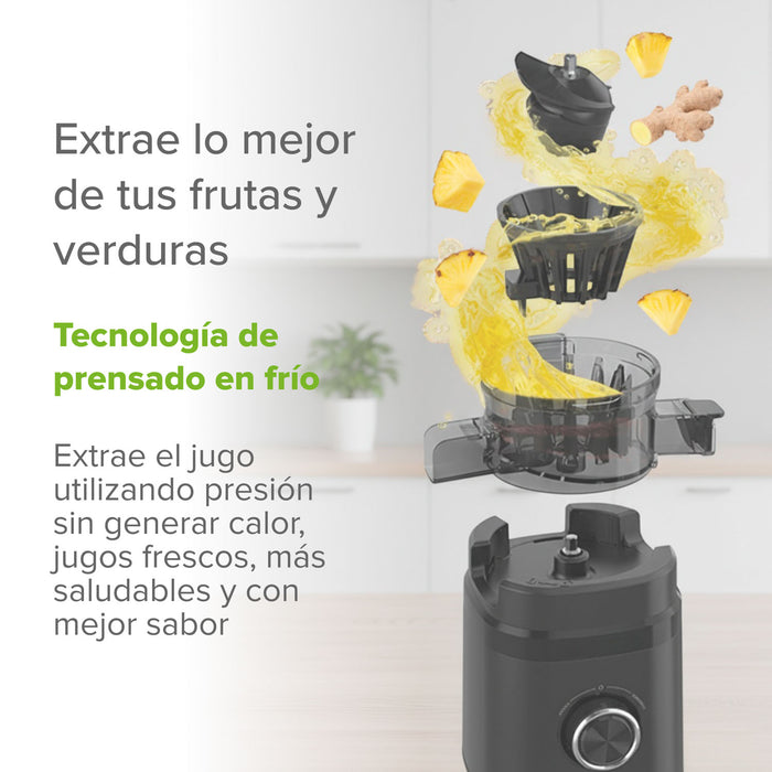 Extractor de jugos prensado en frío con tubo de alimentación 11 cm 150 W