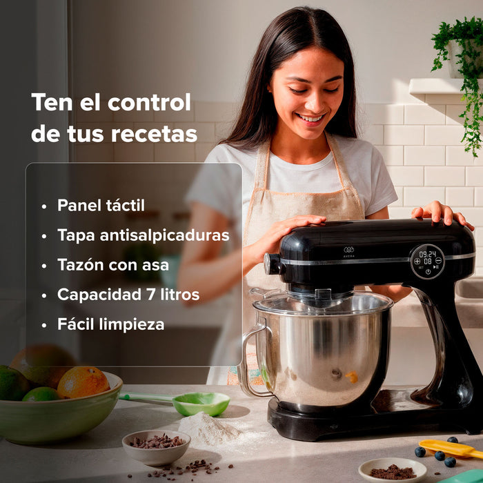 Batidora de pedestal digital 7 L con 10 velocidades + 4 accesorios