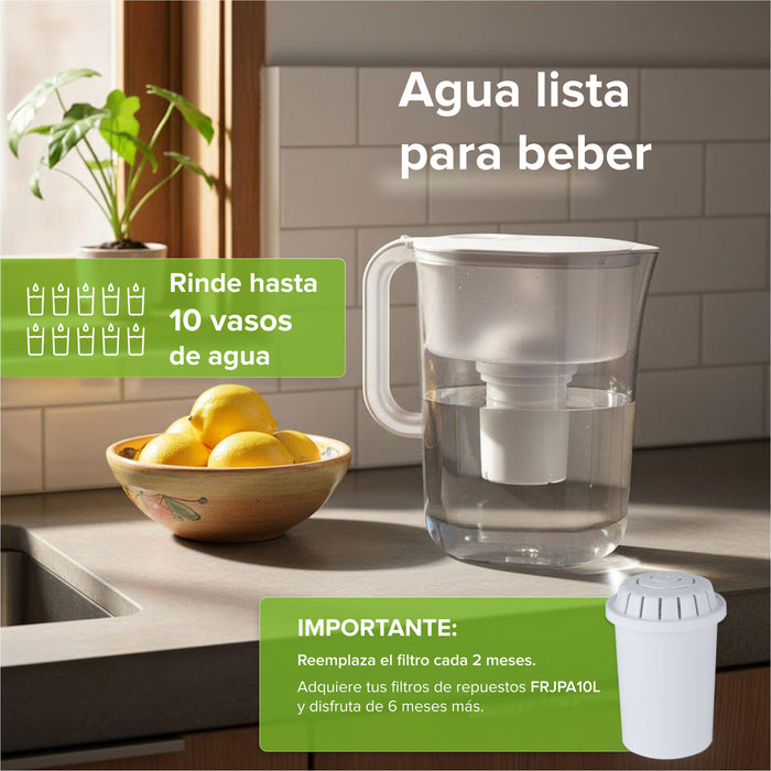 Jarra filtradora de agua 3.5 L - filtro de carbón activado de carga de plata
