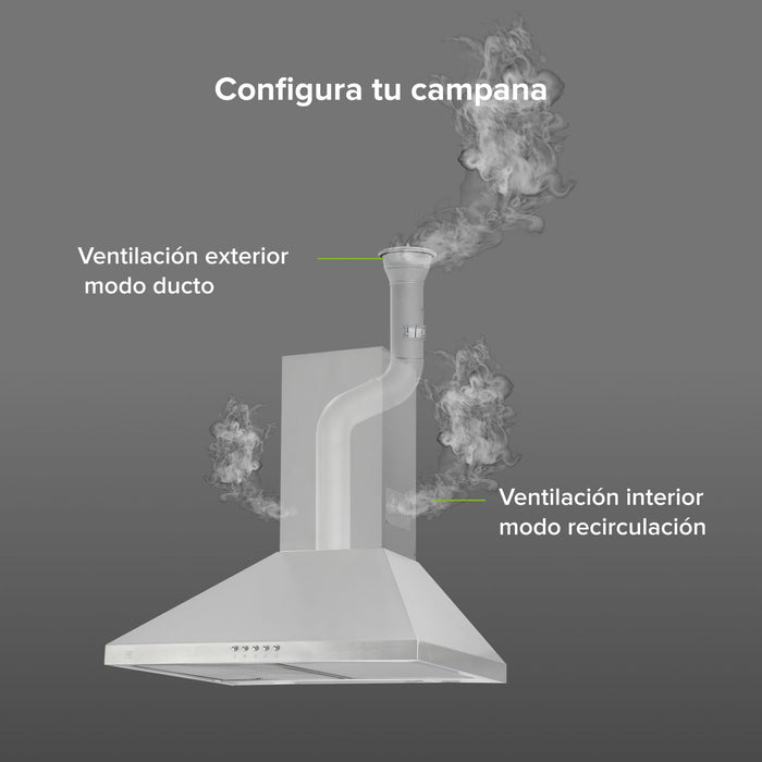 Campana de cocina de pared piramidal 60 cm en acero inoxidable