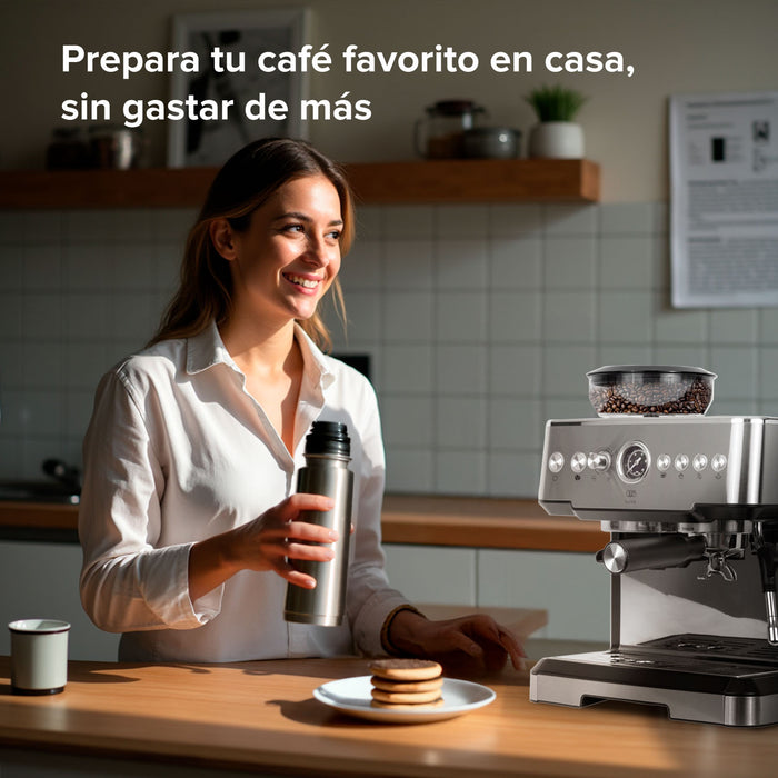 Máquina de café espresso 2.8L con molino, espumador y 19 bares de presión