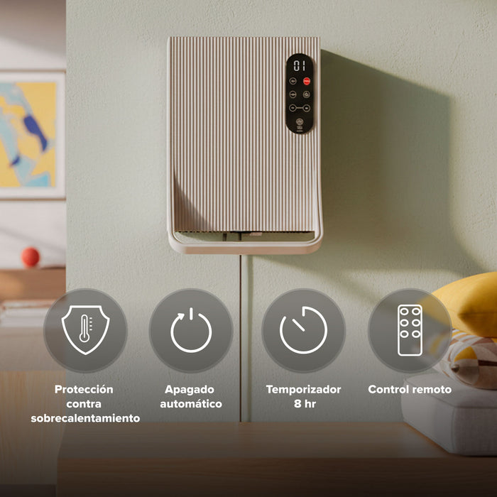 Calefactor eléctrico de pared 3 en 1 con toallero, secador y deshumidificador 15m2