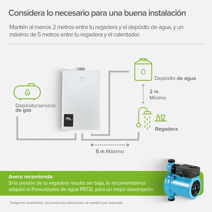 Calentador de agua instantáneo modulante para gas natural 24 Litros/Minuto, 4 Servicios