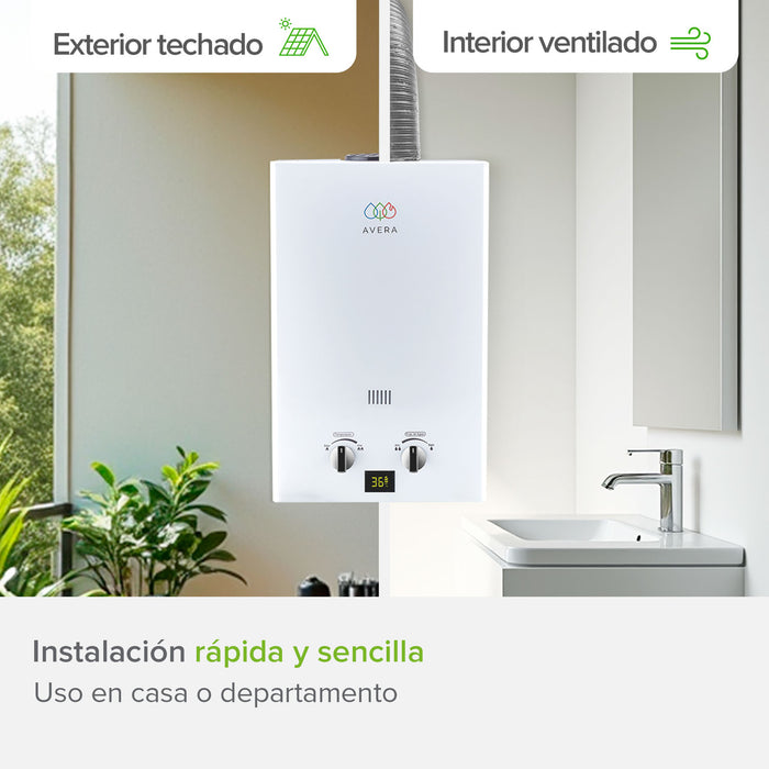 Calentador de agua instantáneo para gas LP 12 Litros/Minuto, 2.5 Servicios