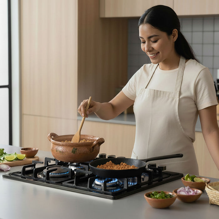 Parrilla de gas 4 quemadores 59 cm en acero inoxidable - negro