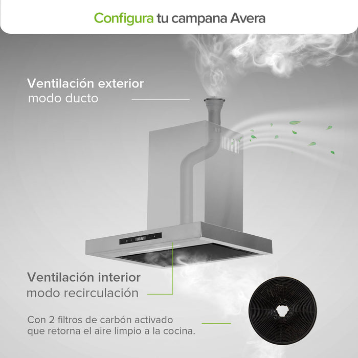 Campana de cocina de pared tipo T 60 cm acero inoxidable con tecnología sin contacto
