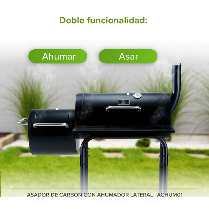Ahumador y asador, el ahumador se encuentra en la parte izquierda del asador.