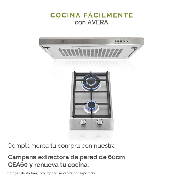 Combo parrilla de gas 2 quemadores y campana de cocina