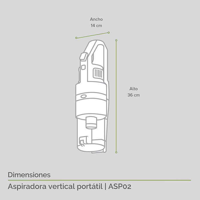 Aspiradora vertical portátil e inalámbrica con accesorios