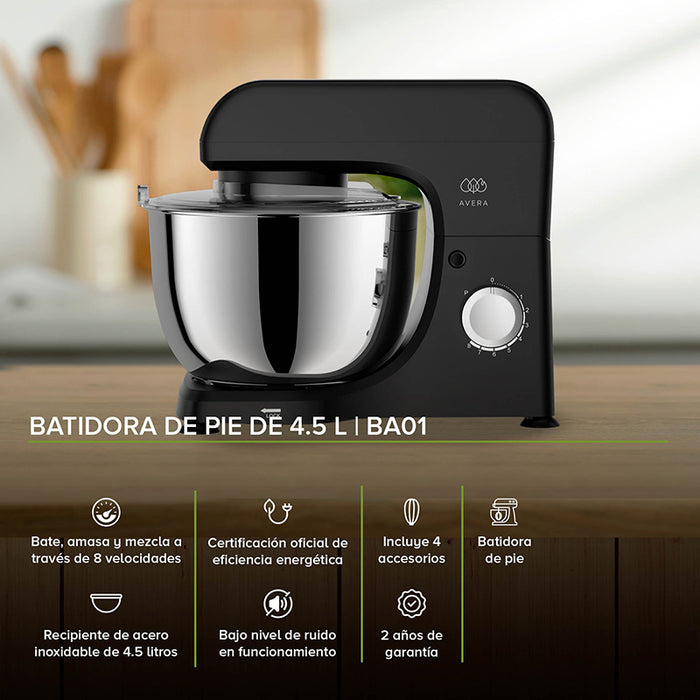 Batidora de pedestal 4.5 L con 8 velocidades + 3 accesorios
