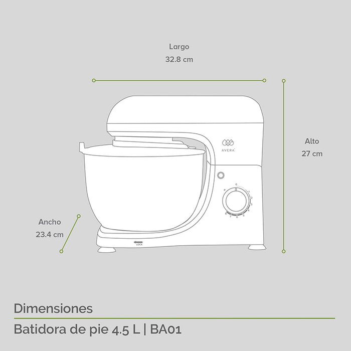 Batidora de pedestal 4.5 L con 8 velocidades + 3 accesorios