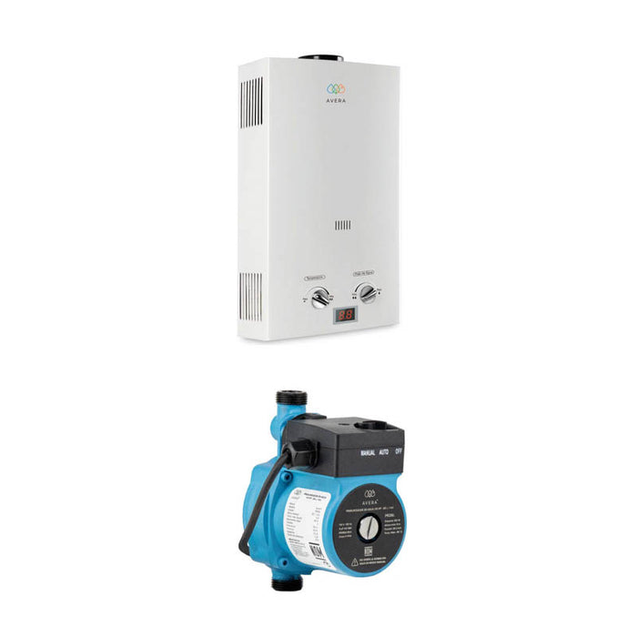 Combo Calentador instantáneo gas LP 6 L + Presurizador 26 L