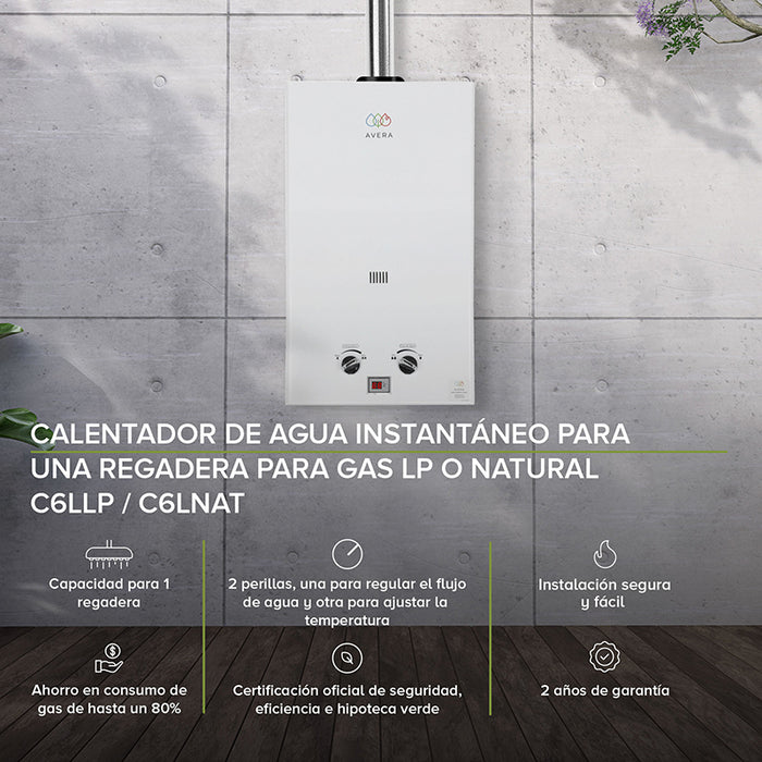 Calentador gas natural 6 L + Presurizador 26 L