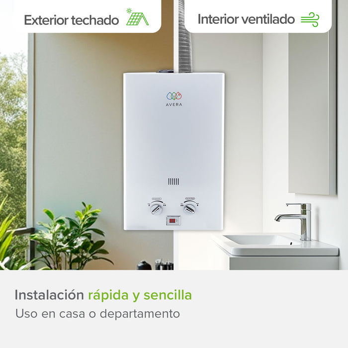 Calentador de agua instantáneo para gas LP 6 Litros/Minuto, 1 Servicio