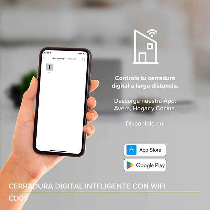 Cerradura inteligente con 4 modos de apertura + WiFi