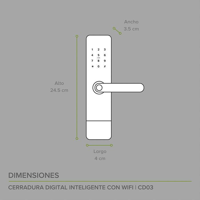 Cerradura inteligente con 4 modos de apertura + WiFi