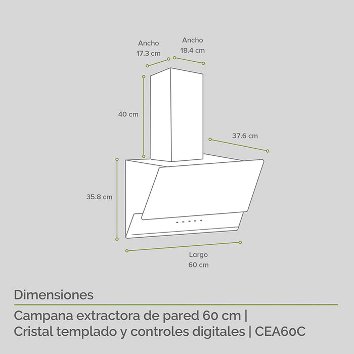Tricombo Parrilla 4 quemadores 60 cm + Campana pared en vidrio templado 60 cm + Horno empotrable para gas LP 60 cm