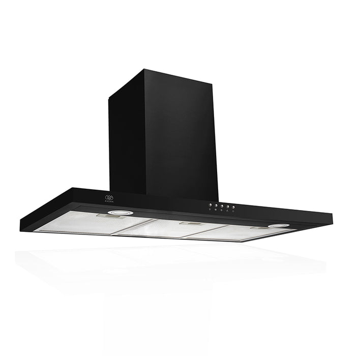 Campana de cocina de pared 90 cm en acero inoxidable con iluminación de 2 focos LED - negro