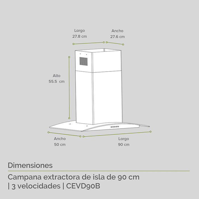 campana de cocina y especificaciones de medidas