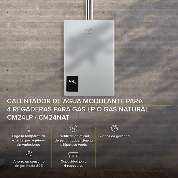 Combo Calentador modulante gas LP 24 L + Presurizador 72 L