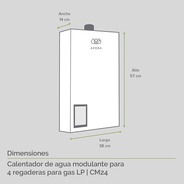 Combo Calentador modulante gas LP 24 L + Presurizador 72 L