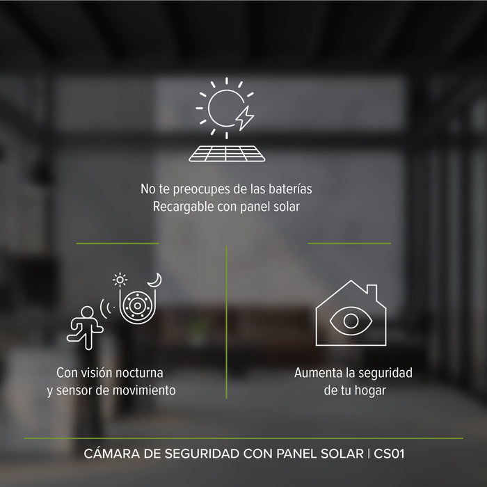 Cámara de seguridad con visión nocturna y panel solar + WiFi