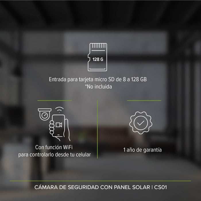 Cámara de seguridad con visión nocturna y panel solar + WiFi