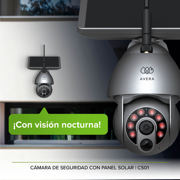 Cámara de seguridad con visión nocturna y panel solar + WiFi