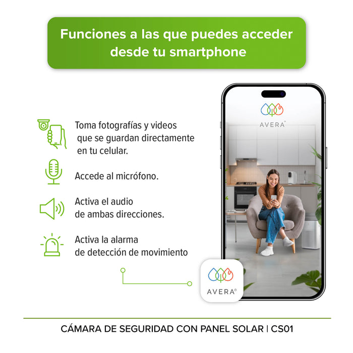 Cámara de seguridad con visión nocturna y panel solar + WiFi