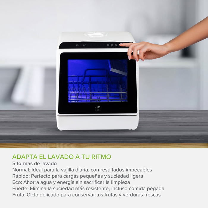 Lavavajillas portátil 5 L, 4 servicios, 5 programas de lavado