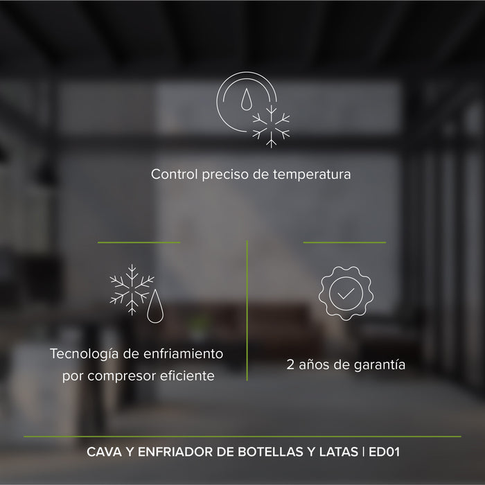 Cava de vinos y enfriador de bebidas 2 en 1 Capacidad 65L