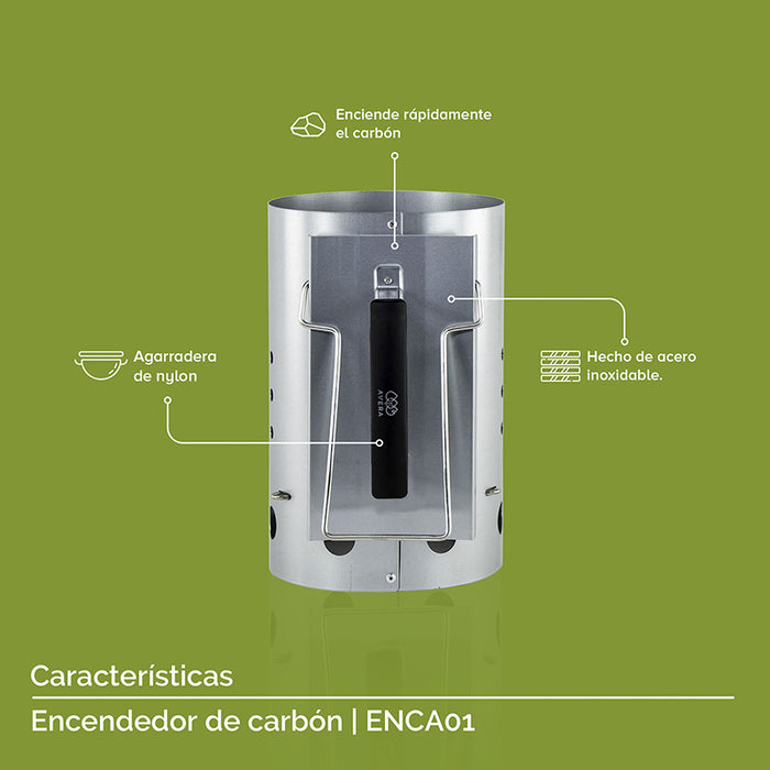 Encendedor de carbón de acero inoxidable