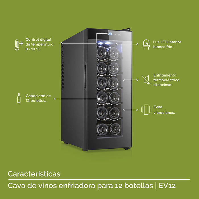 Características de la cava de vinos para 12 botellas