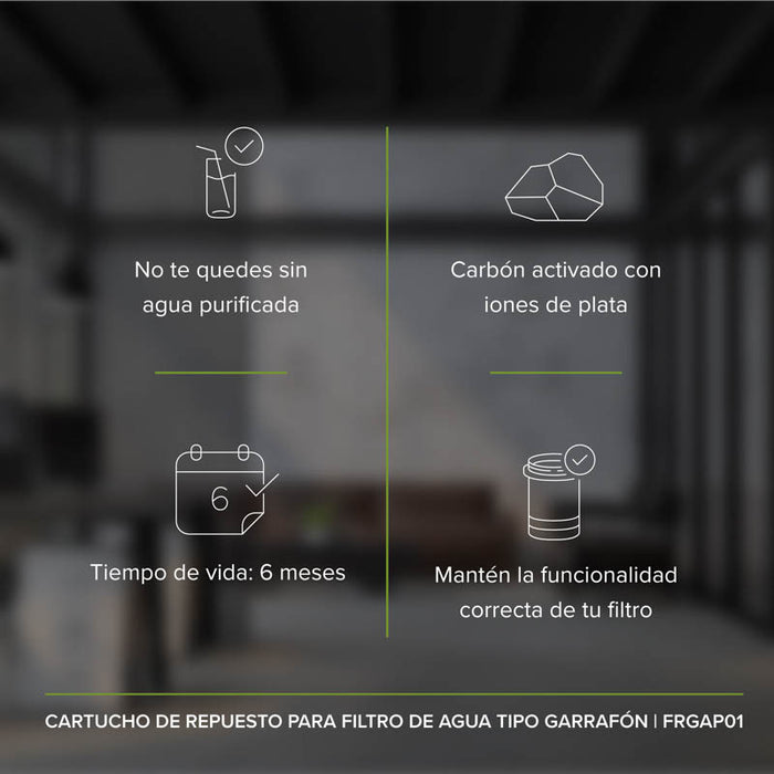 Cartucho de repuesto para filtro de agua tipo garrafón 20 L