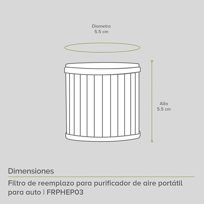 Filtro de repuesto para purificador de aire portátil PHEPA03
