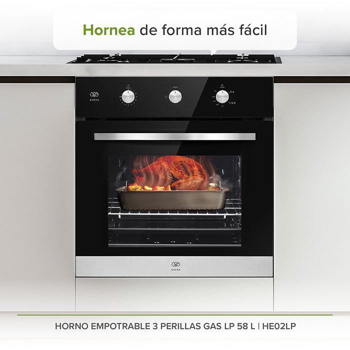 Horno empotrable de 3 perillas