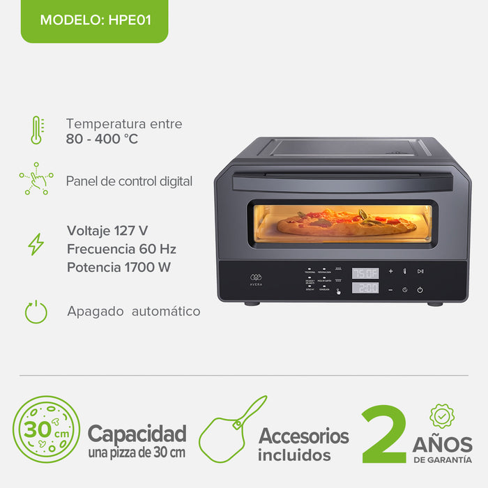 Horno de pizza eléctrico para interiores 12" hasta 400°C