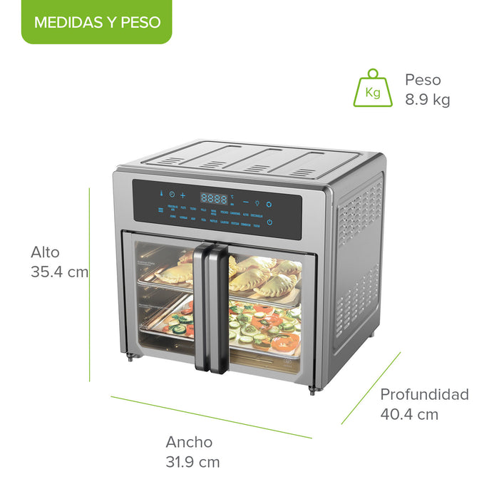 Horno eléctrico y freidora de aire de puertas francesas XL 25L