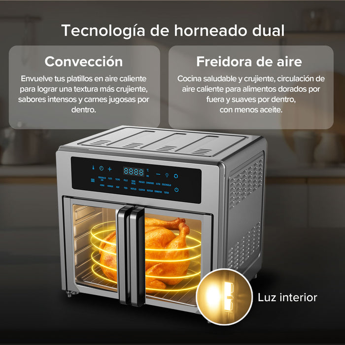 Horno eléctrico y freidora de aire de puertas francesas XL 25L