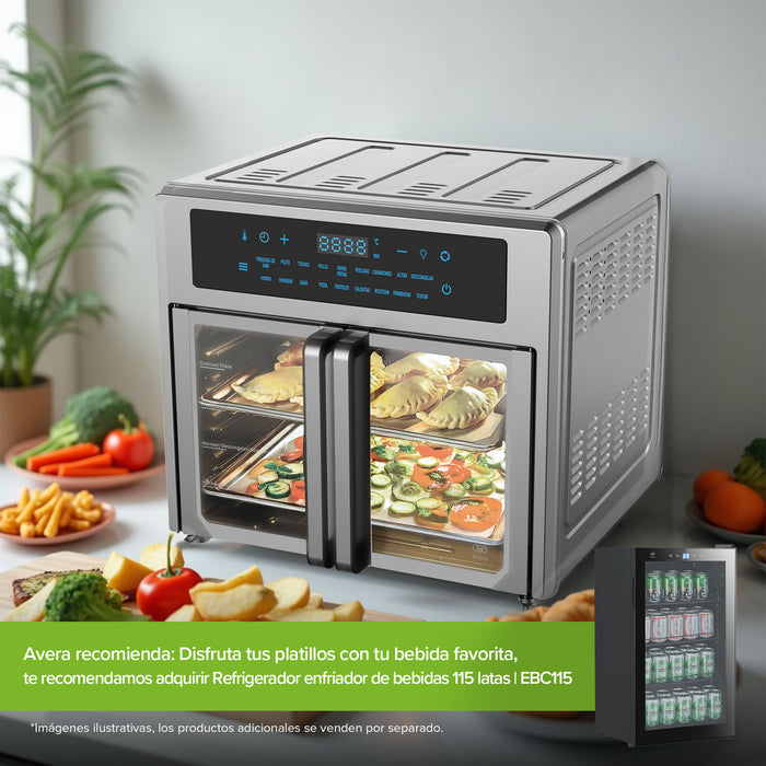 Horno eléctrico y freidora de aire de puertas francesas XL 25L