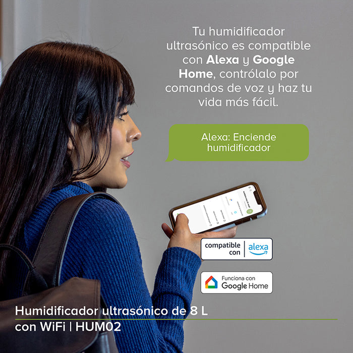 Humidificador ultrasónico de 8 L inteligente WiFi Cobertura 1.8m2