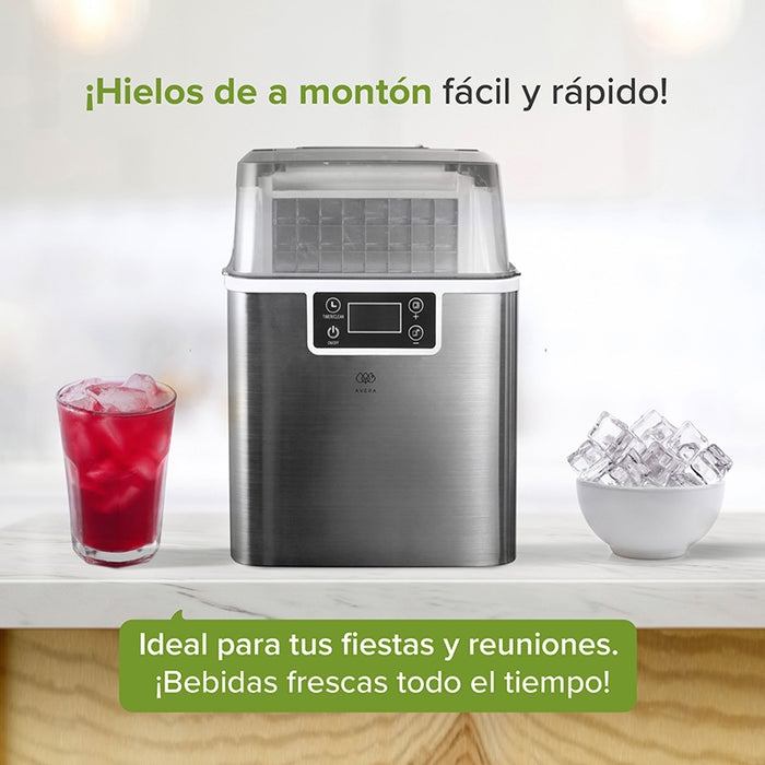 Máquina de hielos con bebida y hielera