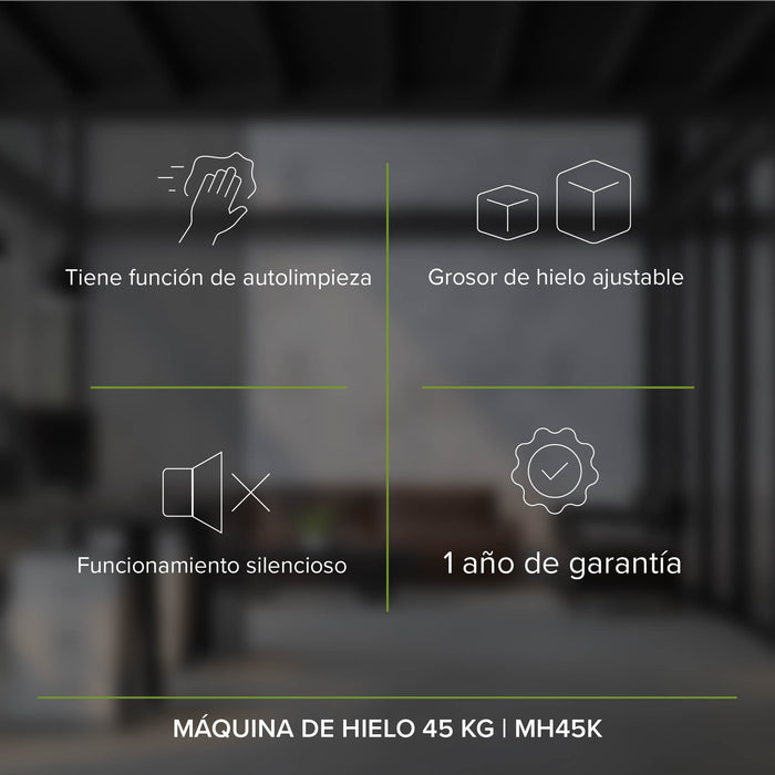 Máquina de hielo comercial con 2 tipos de llenado - hasta 45 kg al día