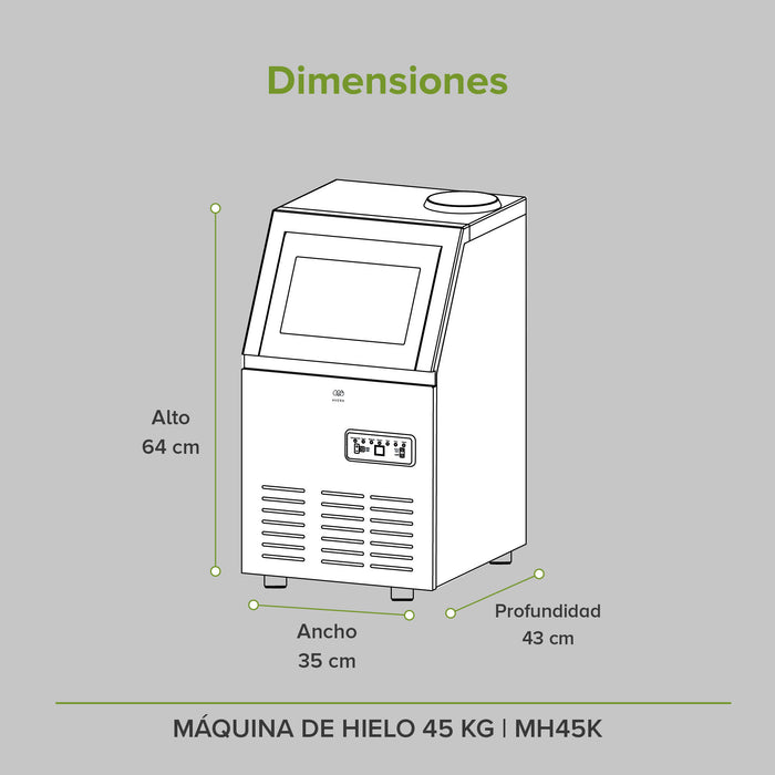 Máquina de hielo comercial con 2 tipos de llenado - hasta 45 kg al día